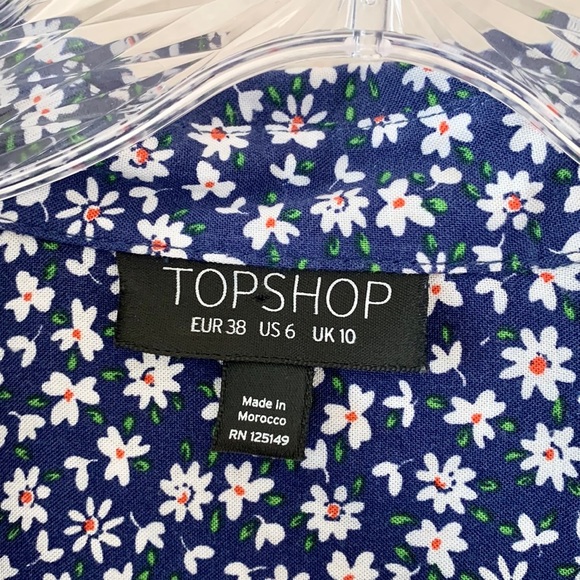 TopShop Womens Daisy Blue Button-Down Top Shirt Long sleeve PRICE FIRM Sz 6 A019 - Picture 4 of 6